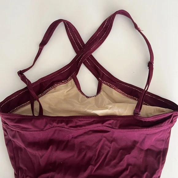Cross Over Neck Leotard, Color Merlot, Style P500 Premiere Collection Size M - Picture 3 of 6